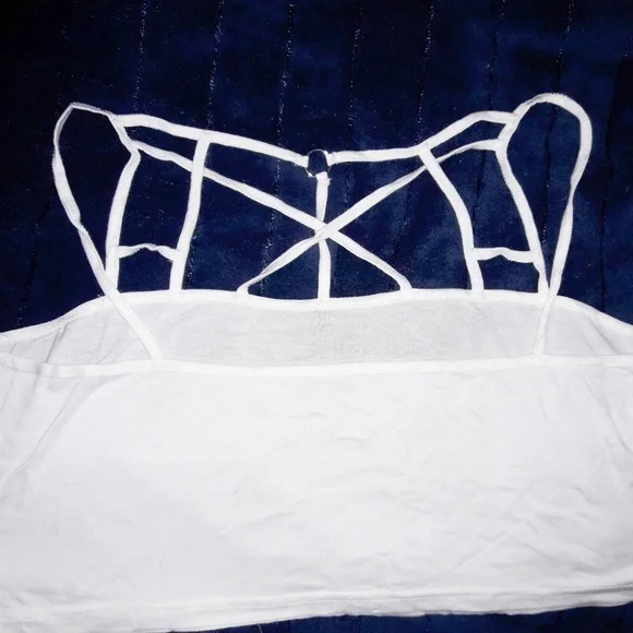 Plus Size Black or White Strappy Bralette Crop Top - Picture 8 of 8